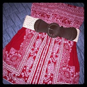 Rustic, stretch, strapless w/belt